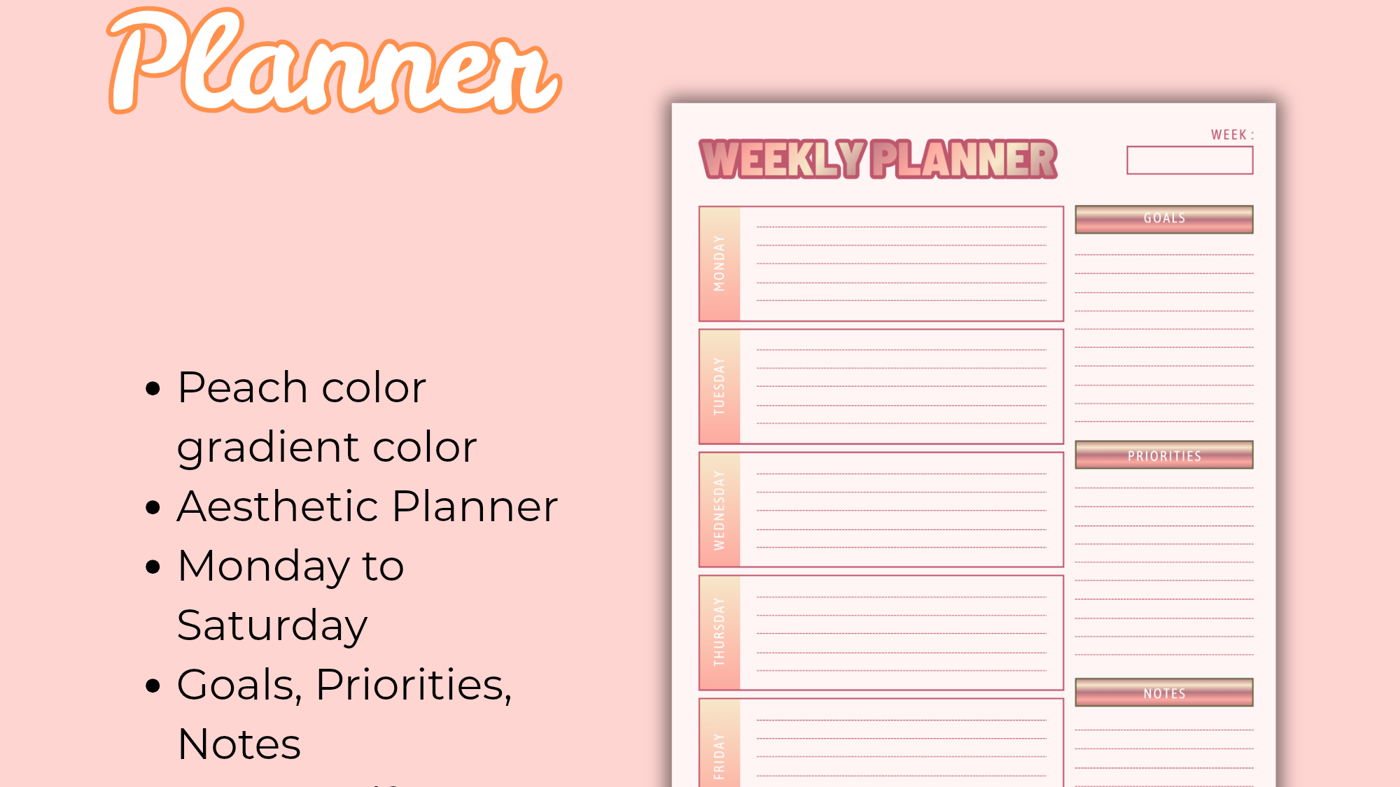 Sunset Gradient Weekly Planner