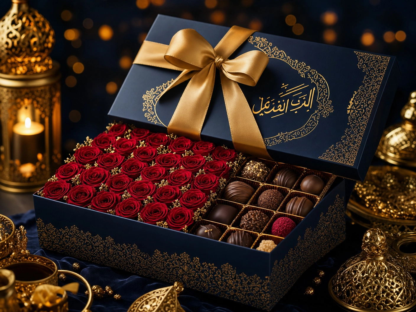 هدية الورد مع الشوكولاتة