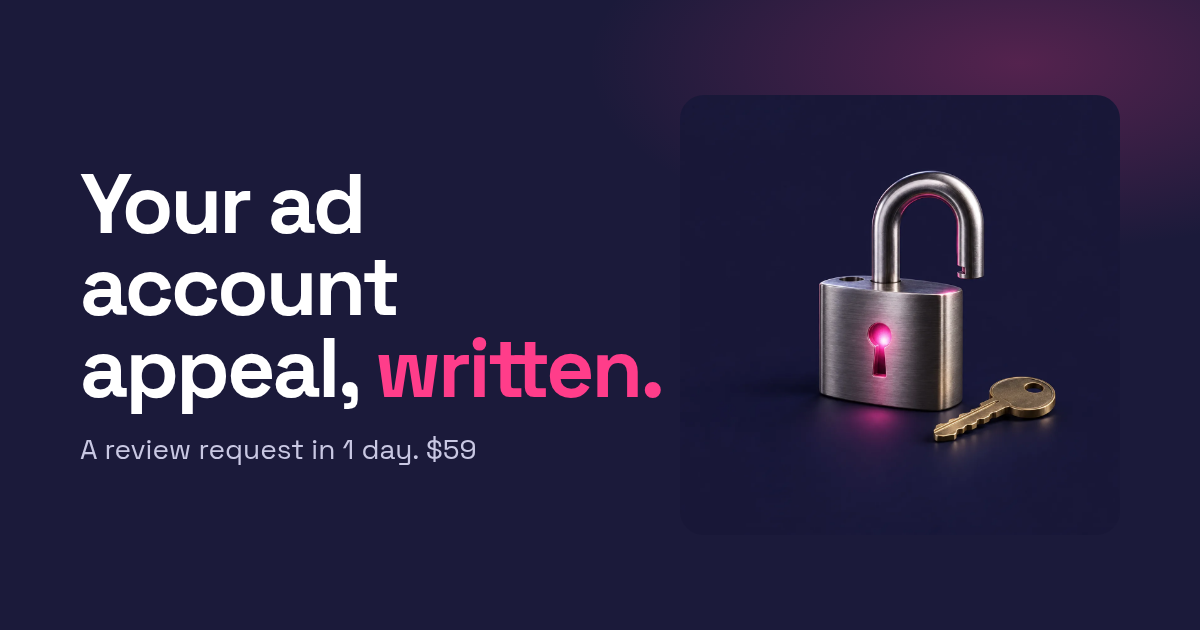 Ad Appeal: your Meta ad account review request, written in 1 day