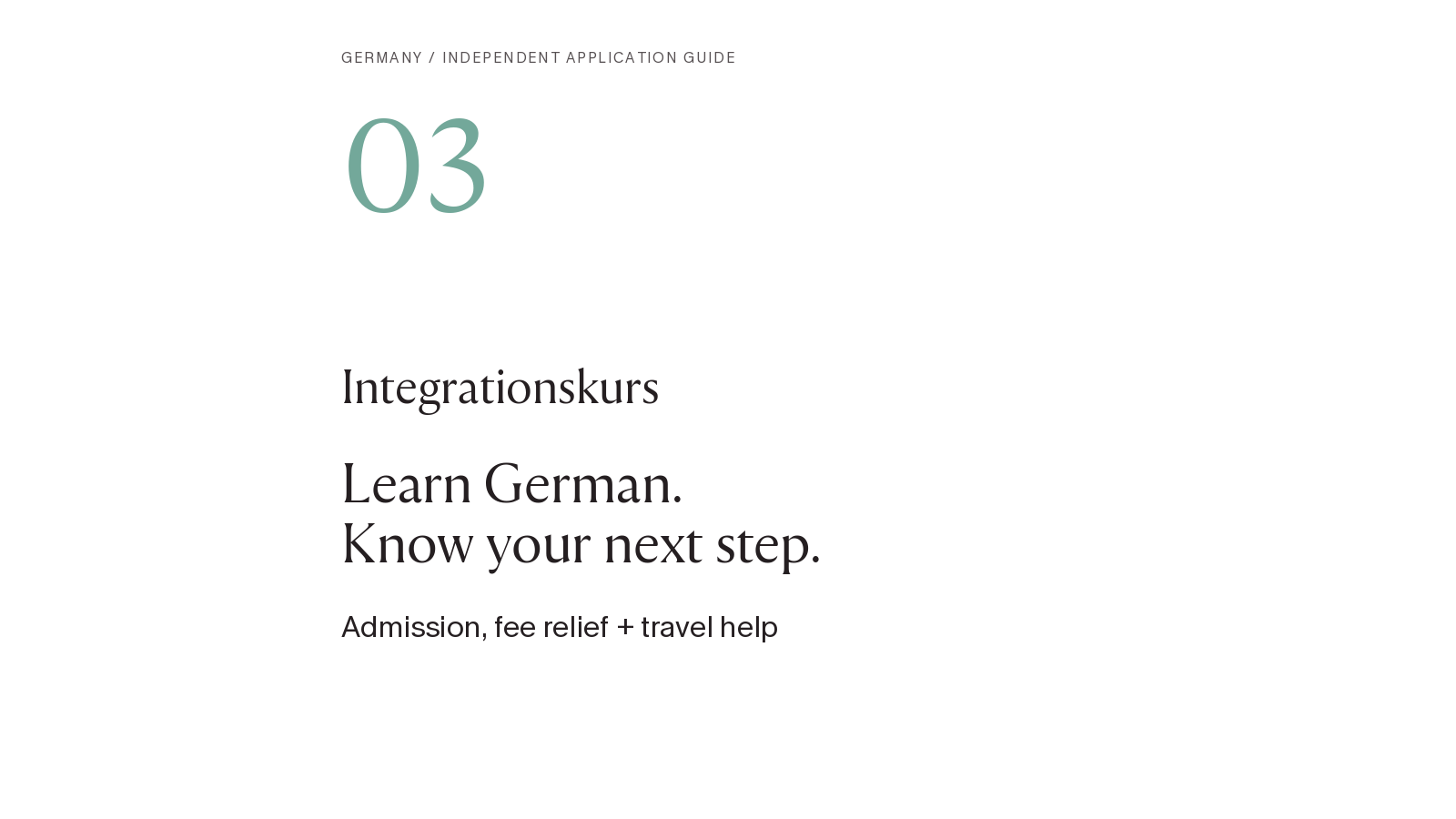 Integrationskurs: admission, fee relief + travel (EN/AR)