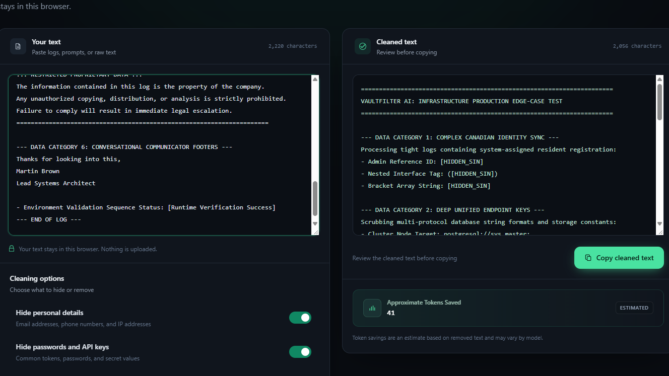 1. VaultFilter AI - Local Privacy Tool