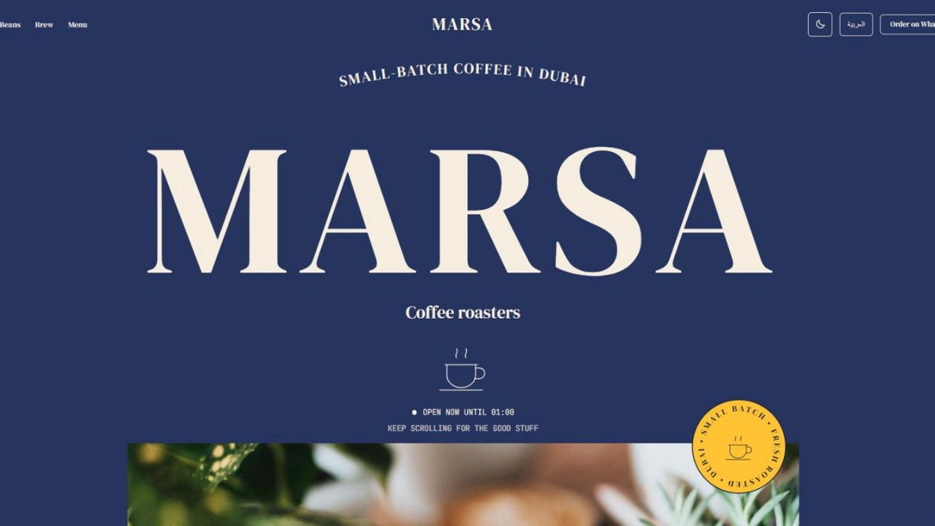 Coffee Brand Website Template: English + Arabic, WhatsApp Ordering