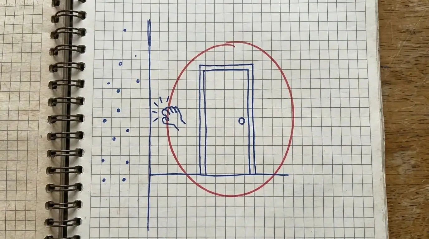 A hand-drawn closed-door sketch