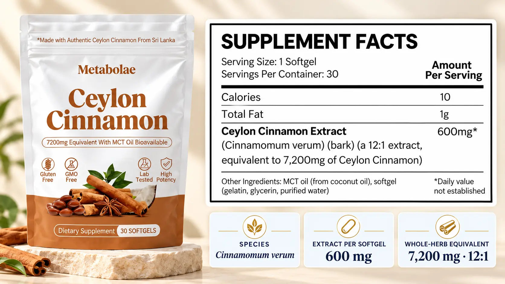 Metabolae supplement facts and ingredient information.
