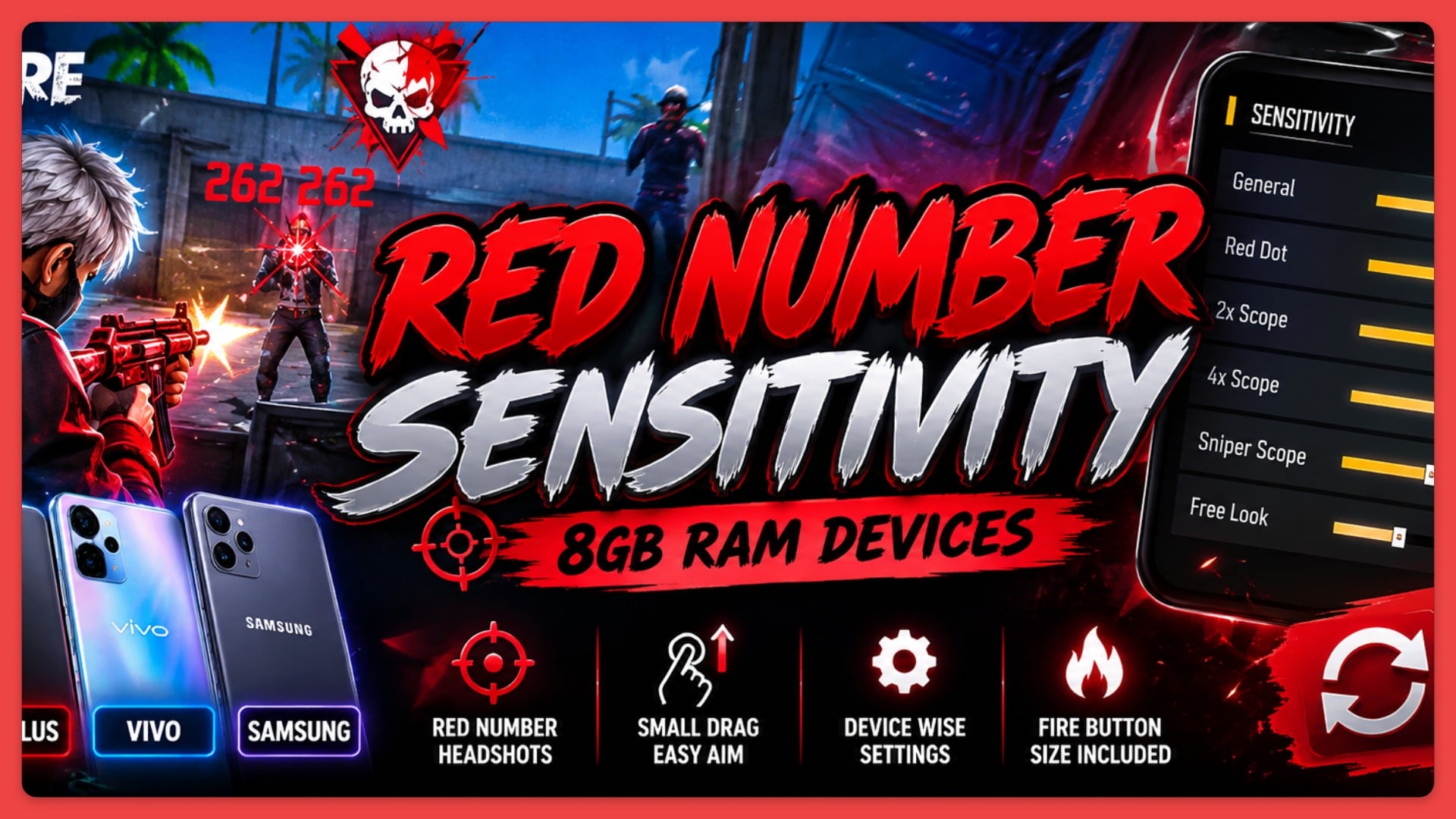 FF RED NUMBER SENSI ALL DEVICES 🔥