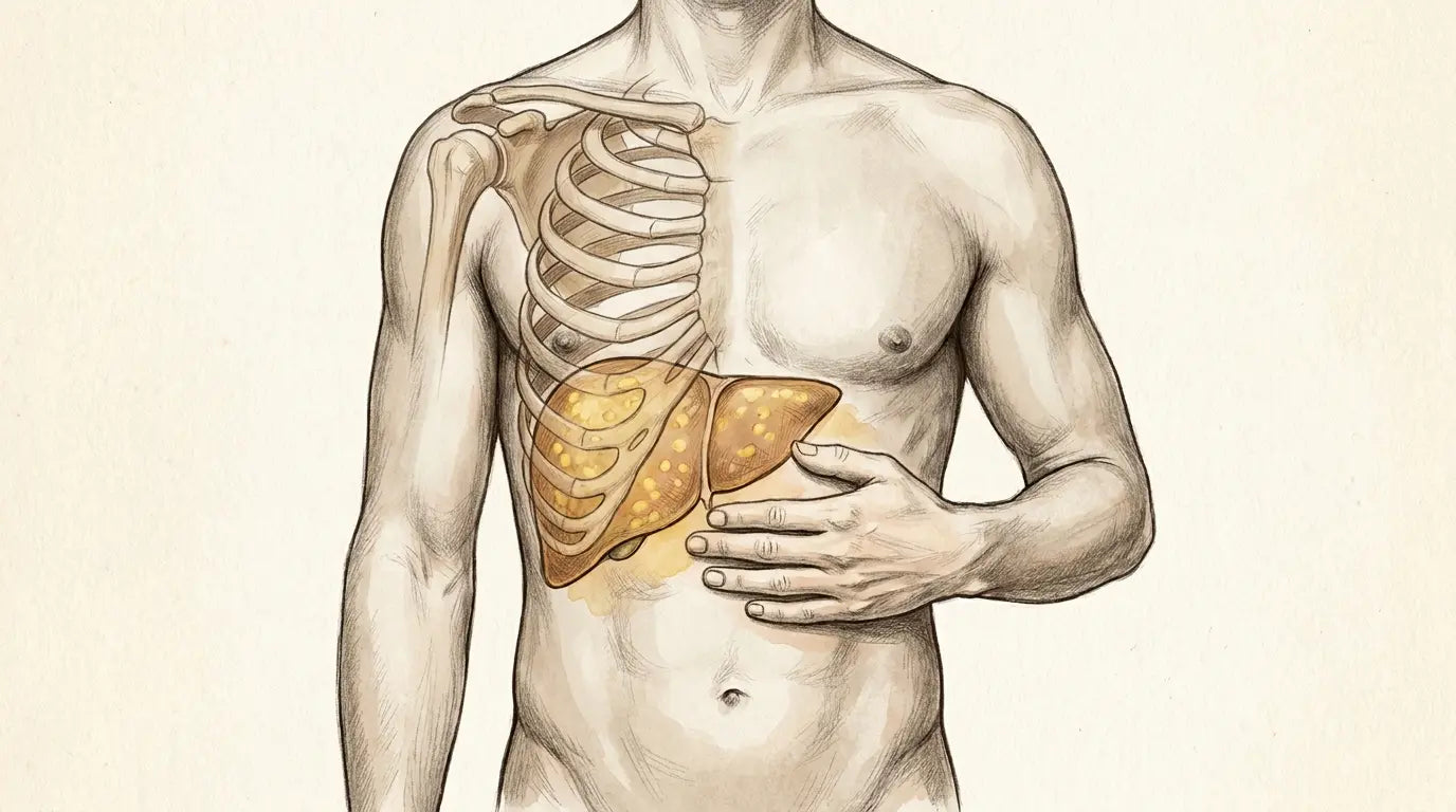Medical illustration of the upper abdomen