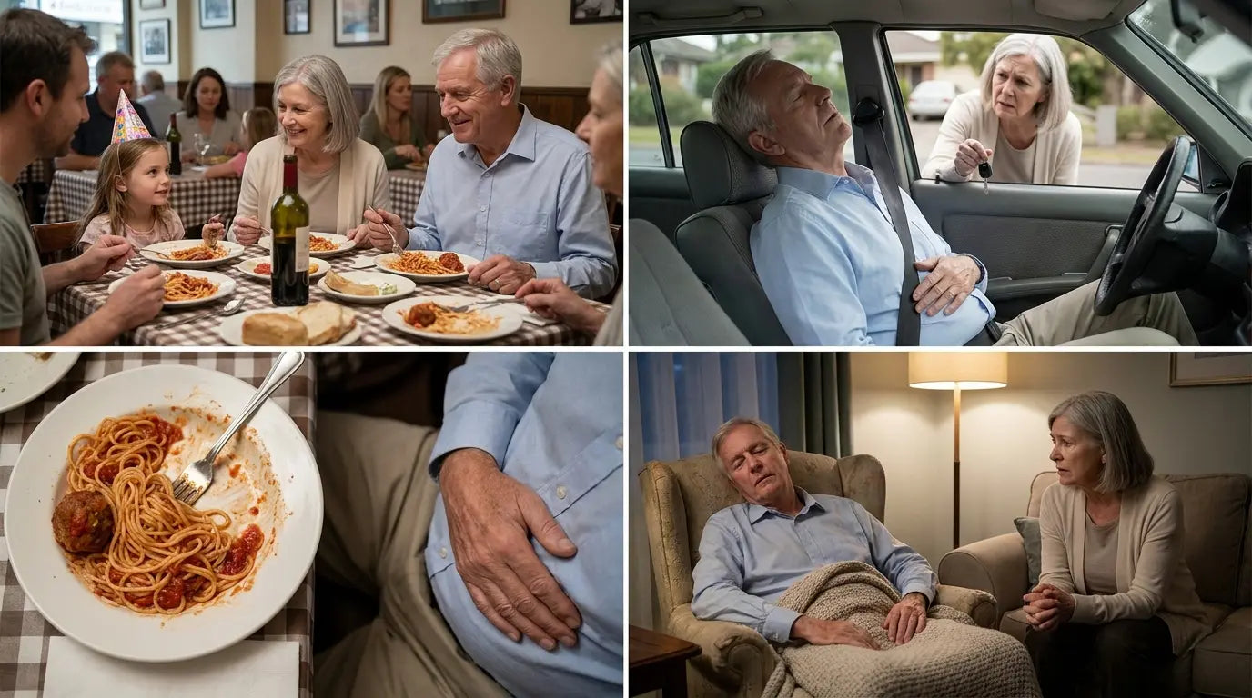 Four scenes from a family dinner and the evening afterward