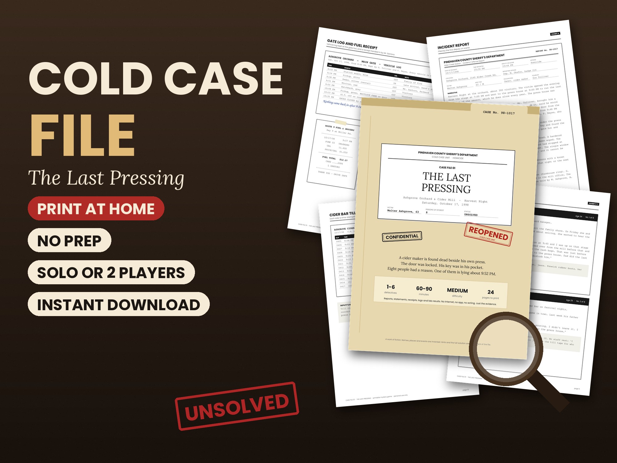 Cold Case 01: The Last Pressing - printable game