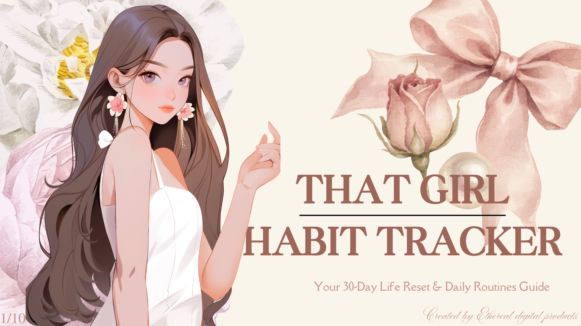 That Girl Aesthetic Digital Habit Tracker PDF