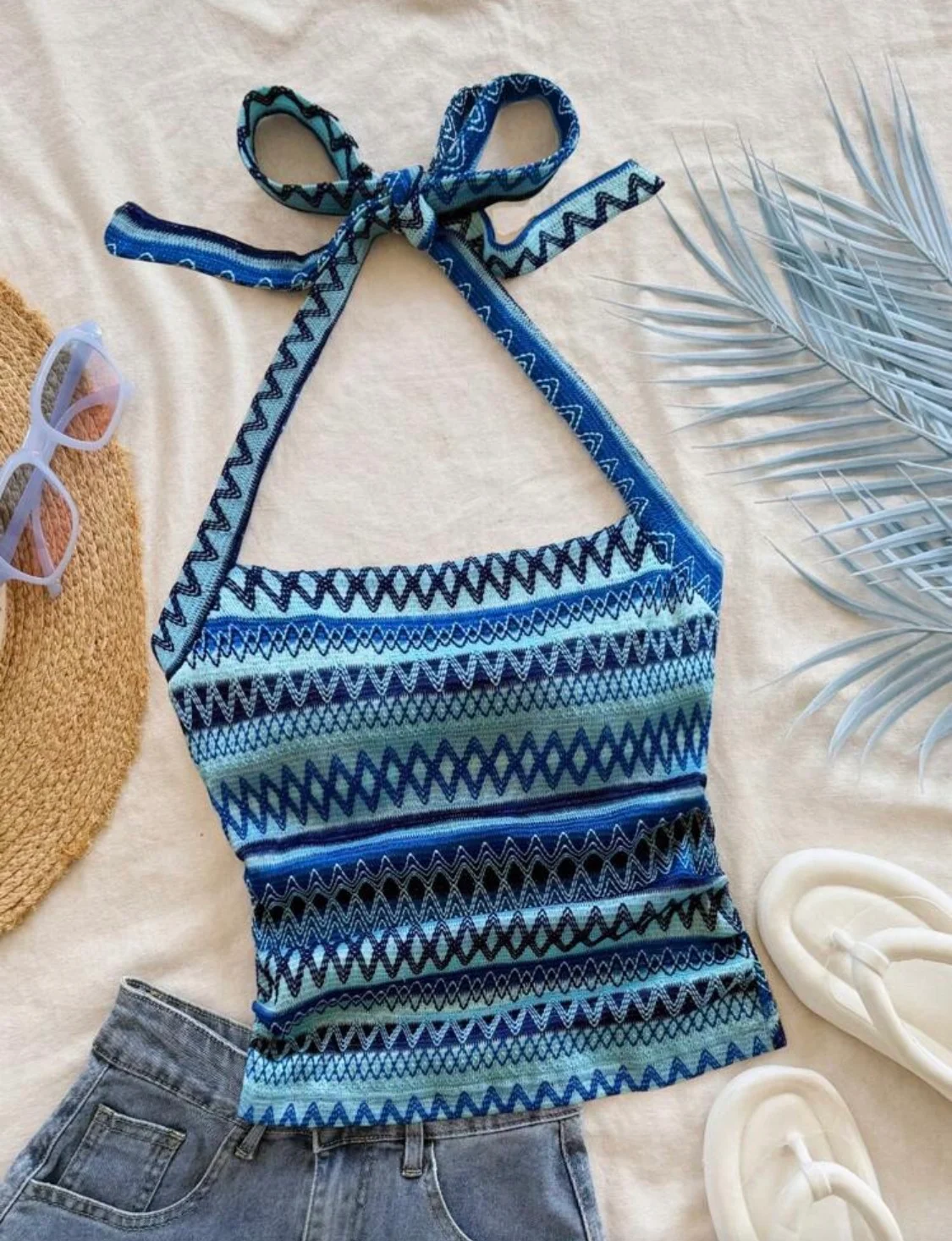 Débardeur dos nu bleu, taille S