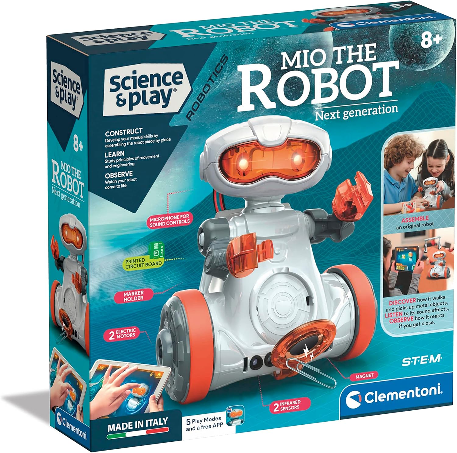 Clementoni- Science & Play Mio Robot: Interactive STEM Learning Robot with App, 