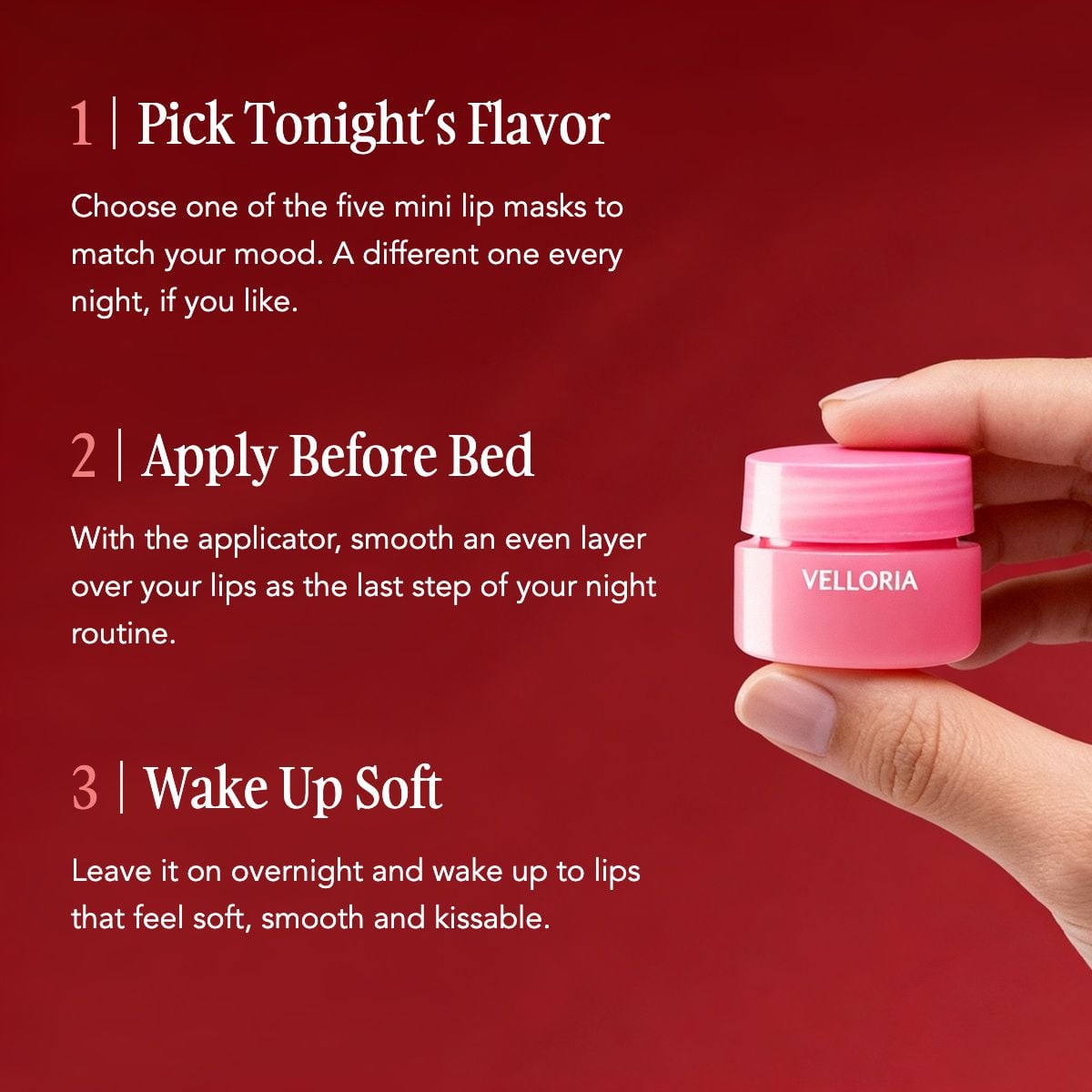 Velloria® Midnight Minis lip mask gift set
