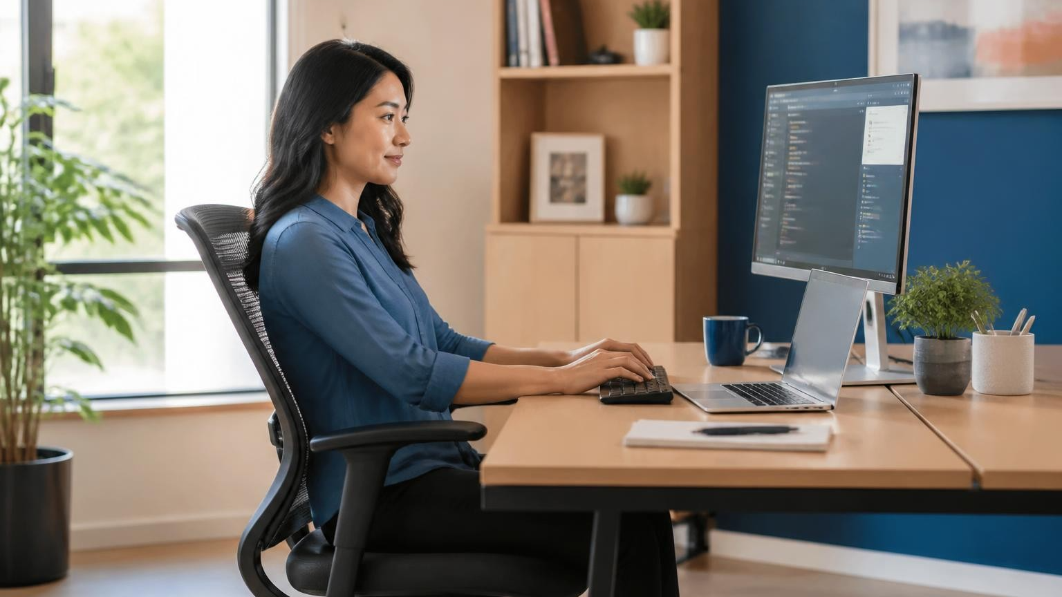 Computer Professionals Sitting Comfortably Without Shoulder Bracing
