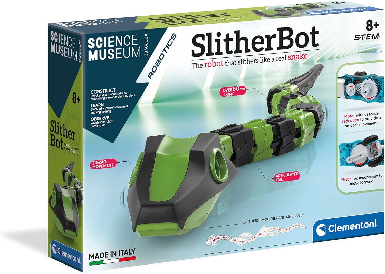 Clementoni Science Museum Slither Bot - Moving Snake Robot Toy for Kids, Educati