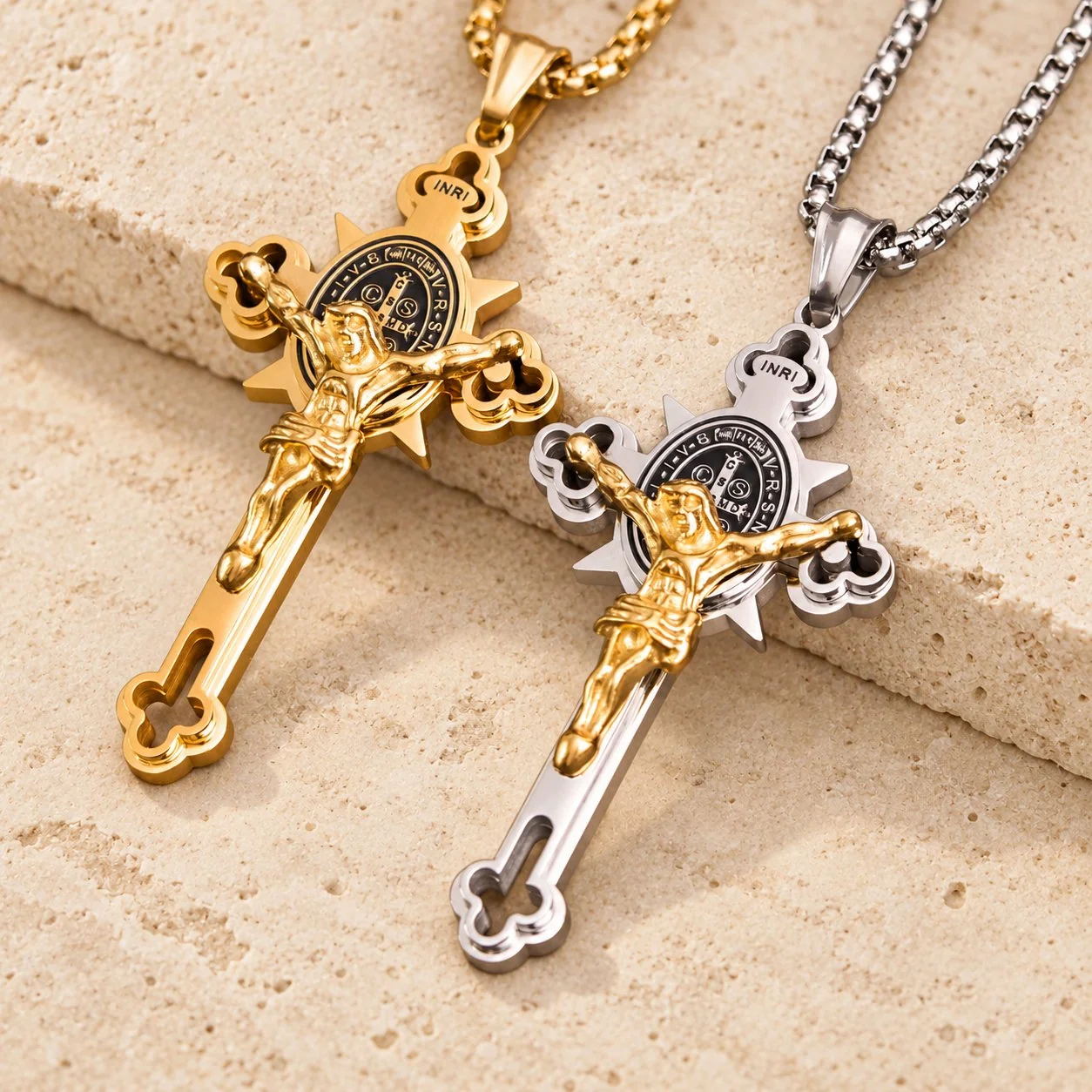 St. Benedict Symbol Crucifix Necklace