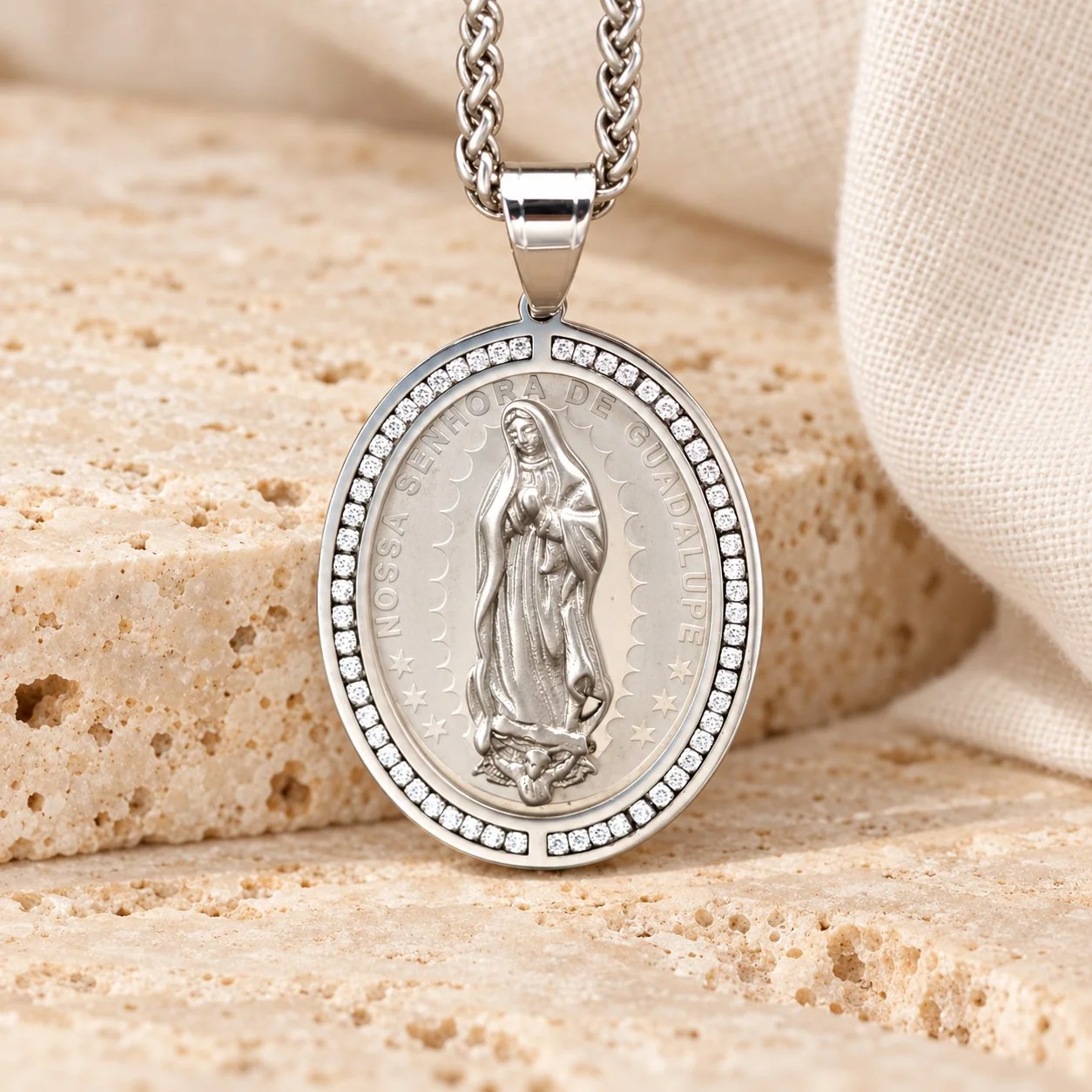 Virgin Mary Religious Stainless Steel Pendant Necklace