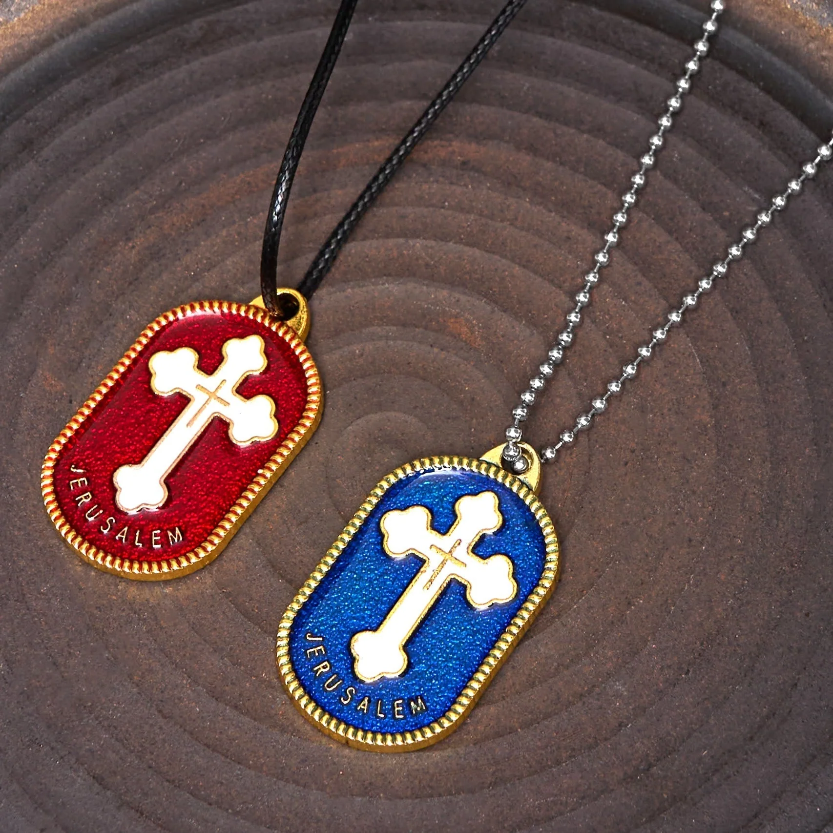 Modern Design Style Jerusalem Cross Protection Shield Pendant Necklace