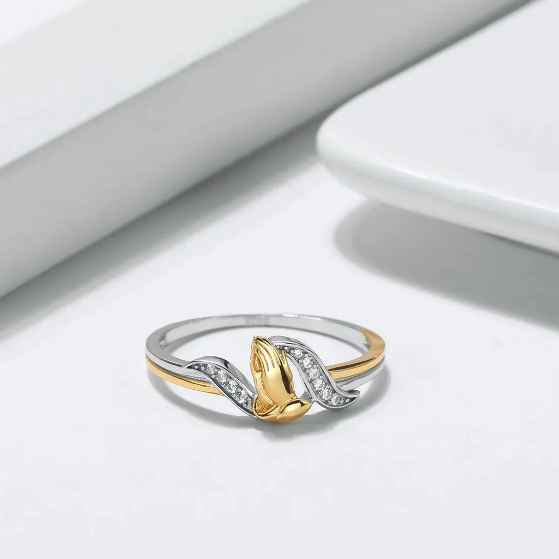Praying Hands Gold & Silver Ring