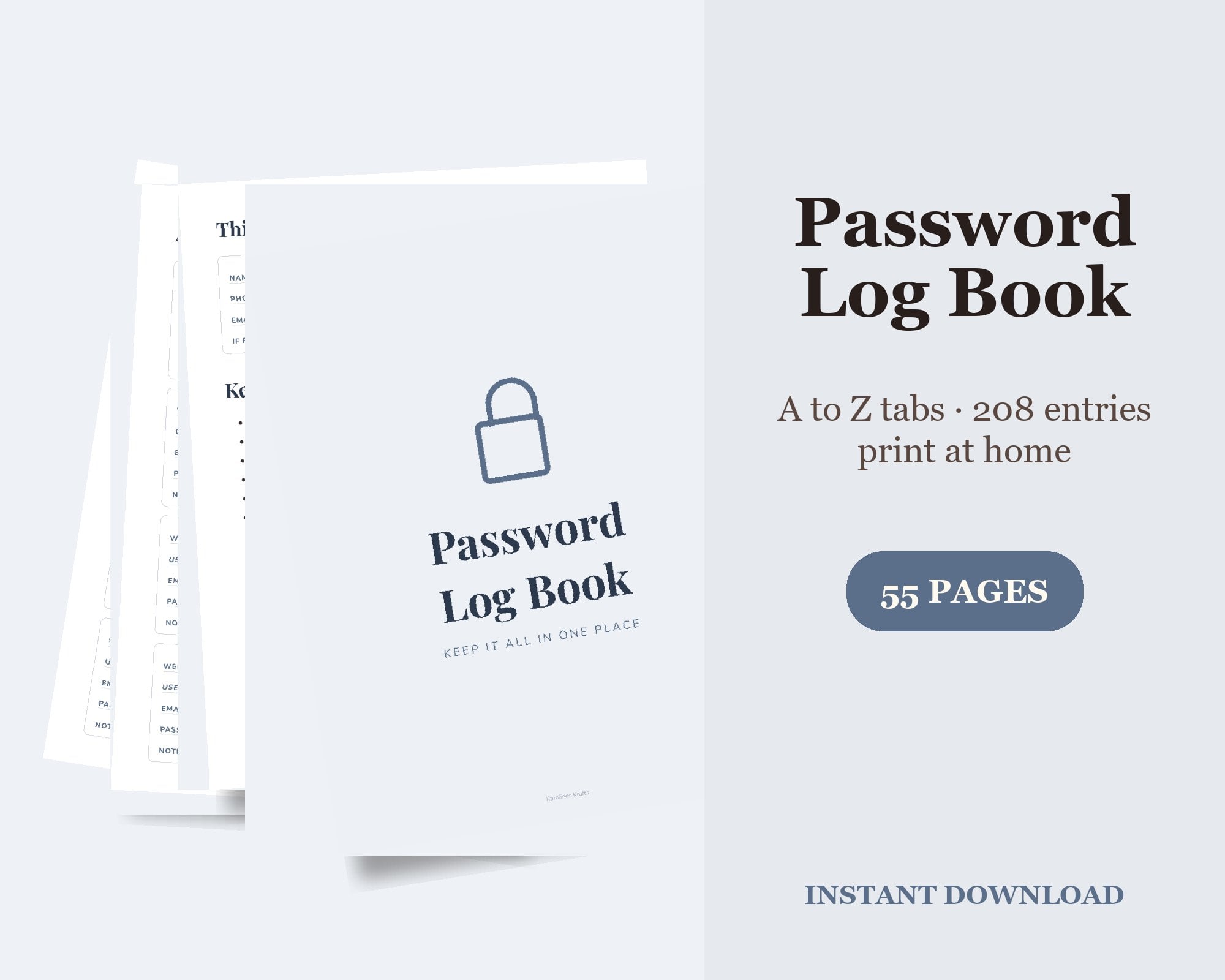 Password Log Book Printable