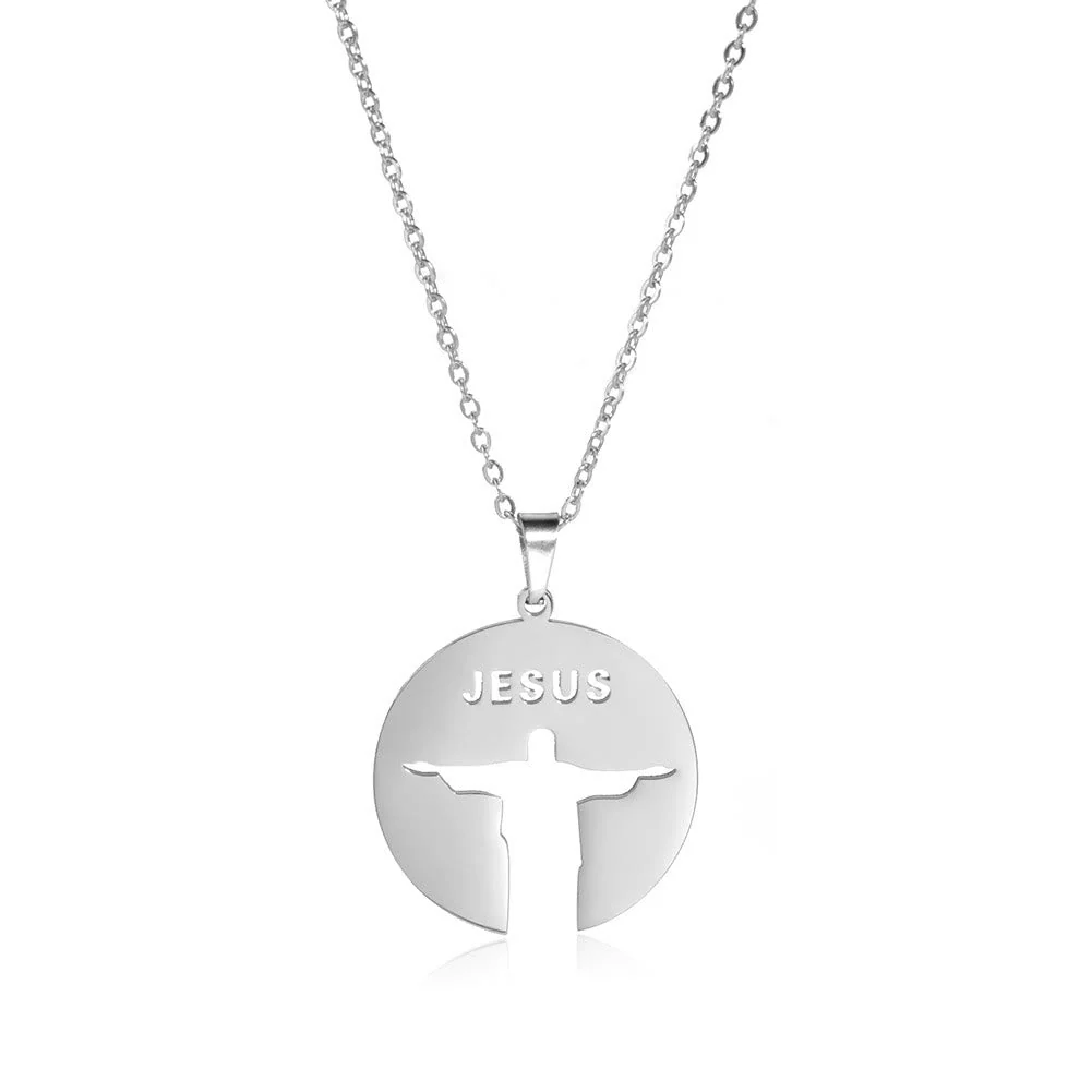 Round Jesus Pendant Necklace