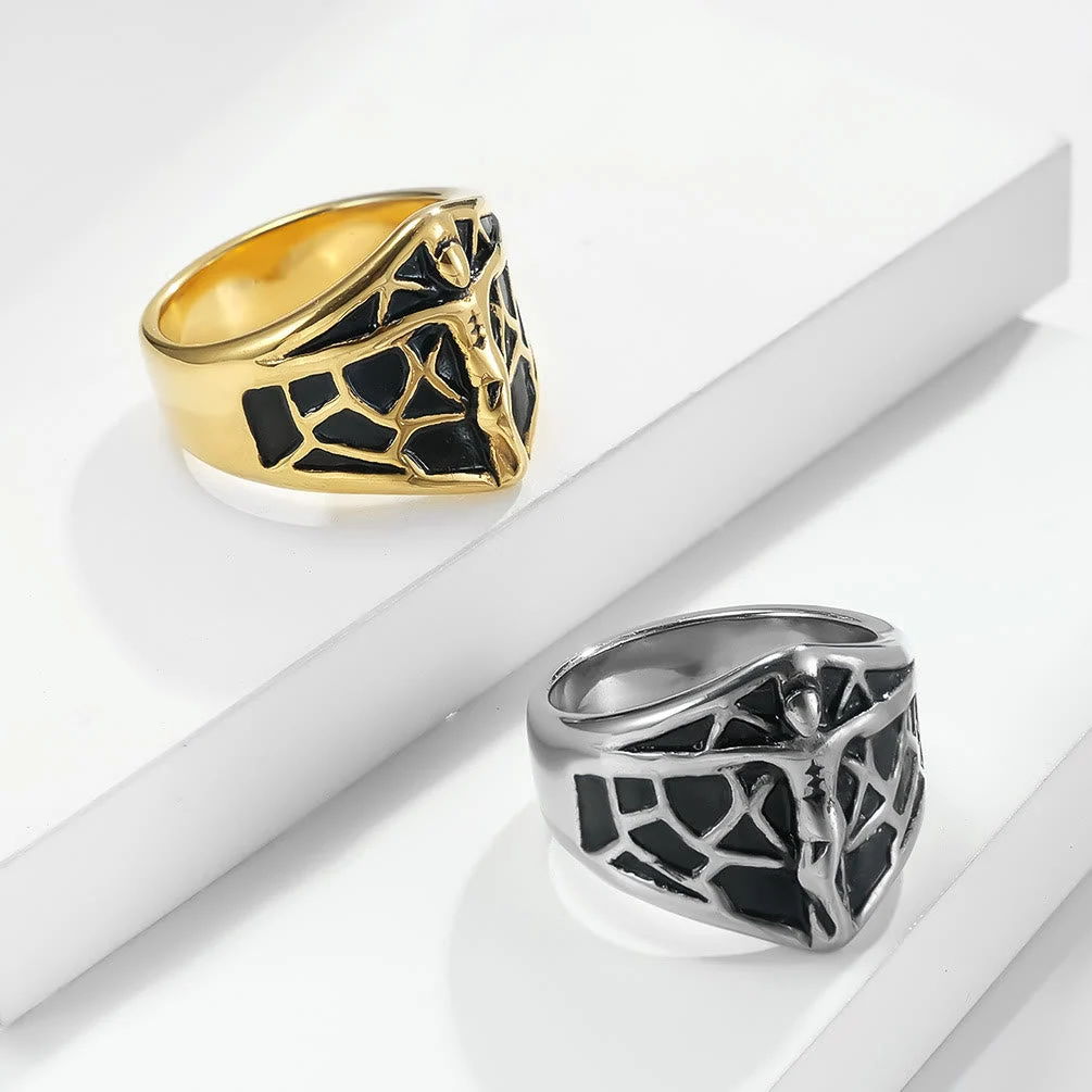 2colors Vintage Spiderweb Jesus Cross Ring-A Blend of Edge and Faith