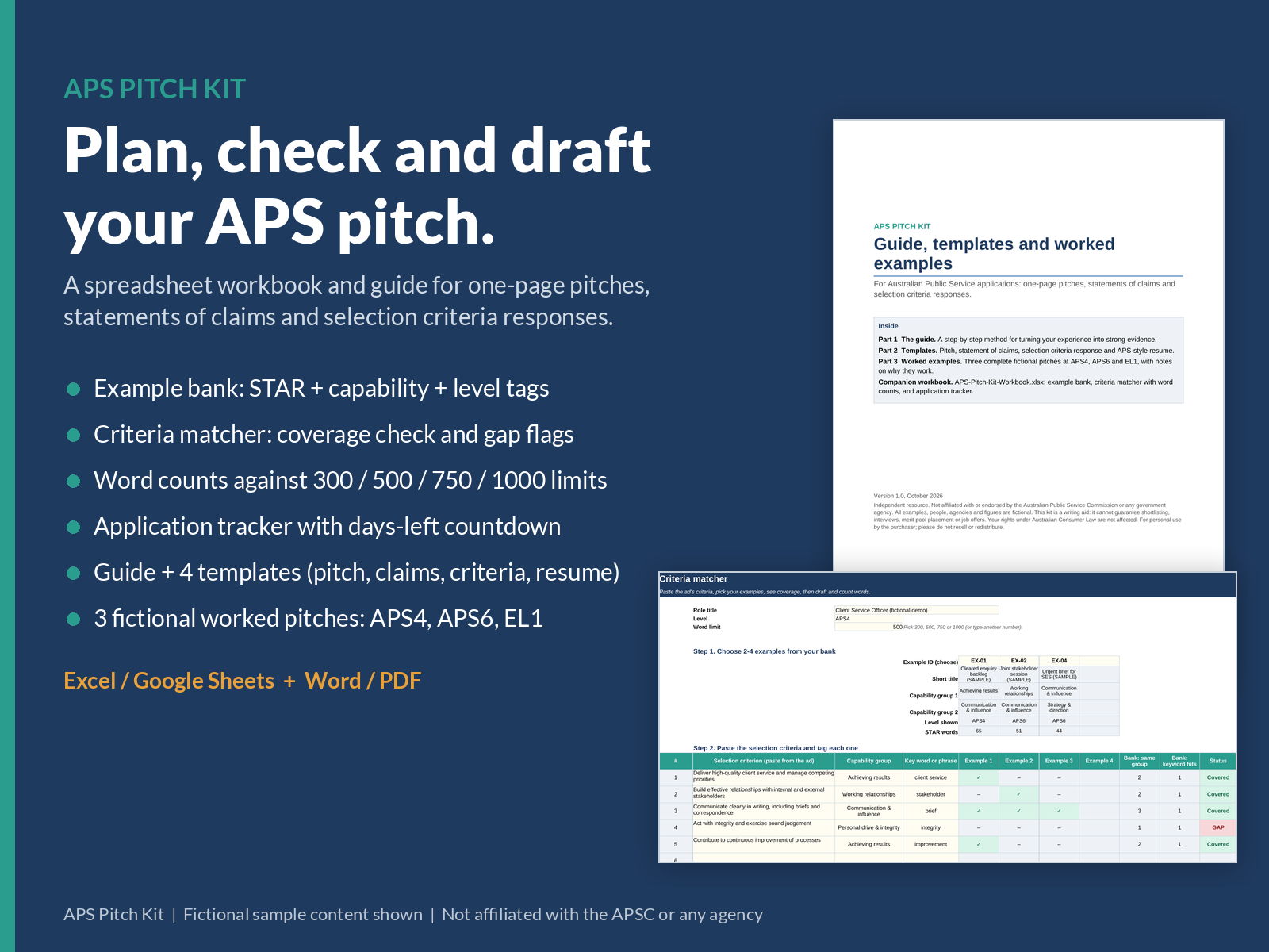 APS Pitch Kit: Example Bank, Criteria Matcher & Pitch Templates