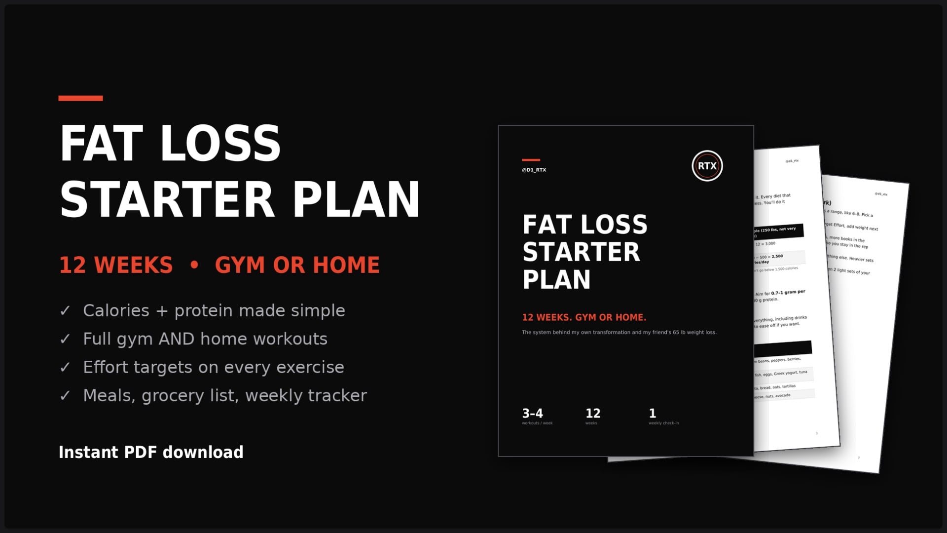 Fat Loss Starter Plan – 12 Weeks (Gym or Home)