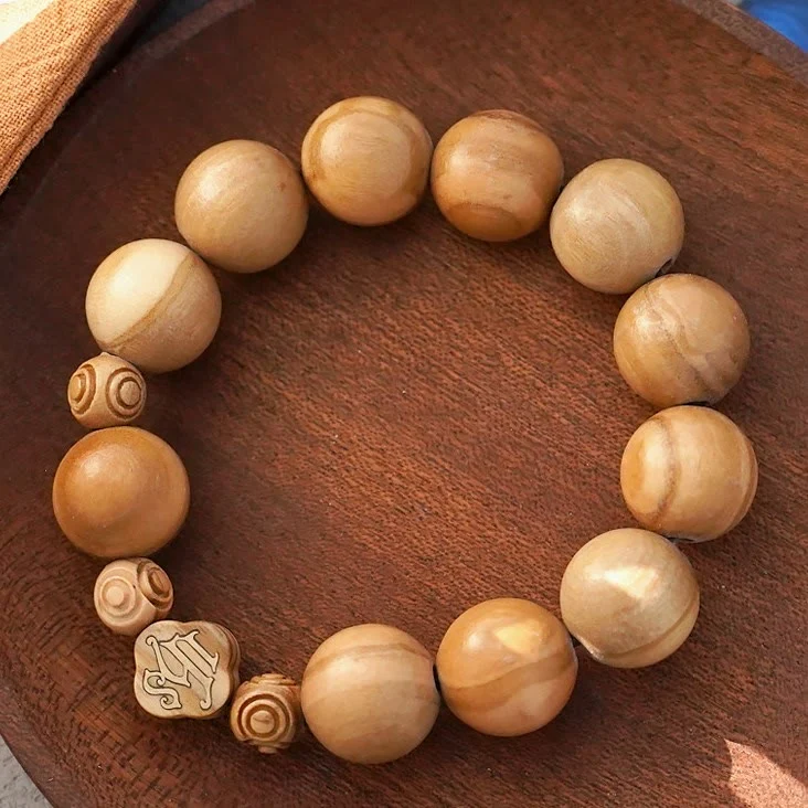Olive Wood Bracelet Rose Rosary Portable Elastic Bracelet