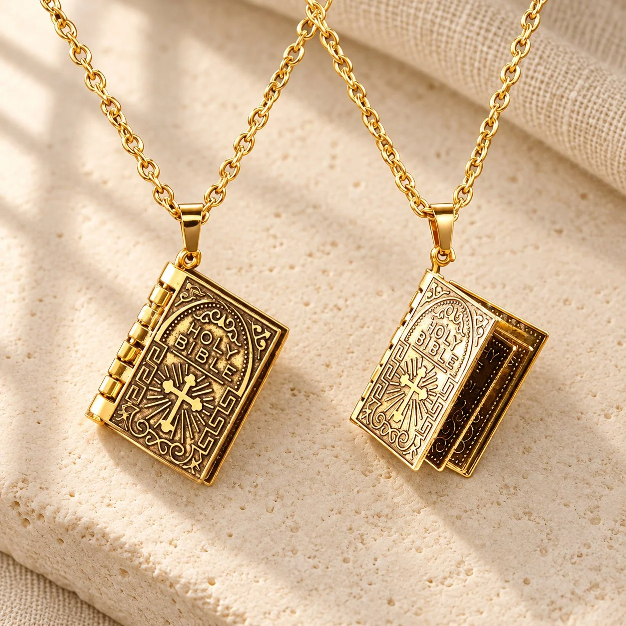Turnable Cross Holy Bible Pendant Quality Necklace
