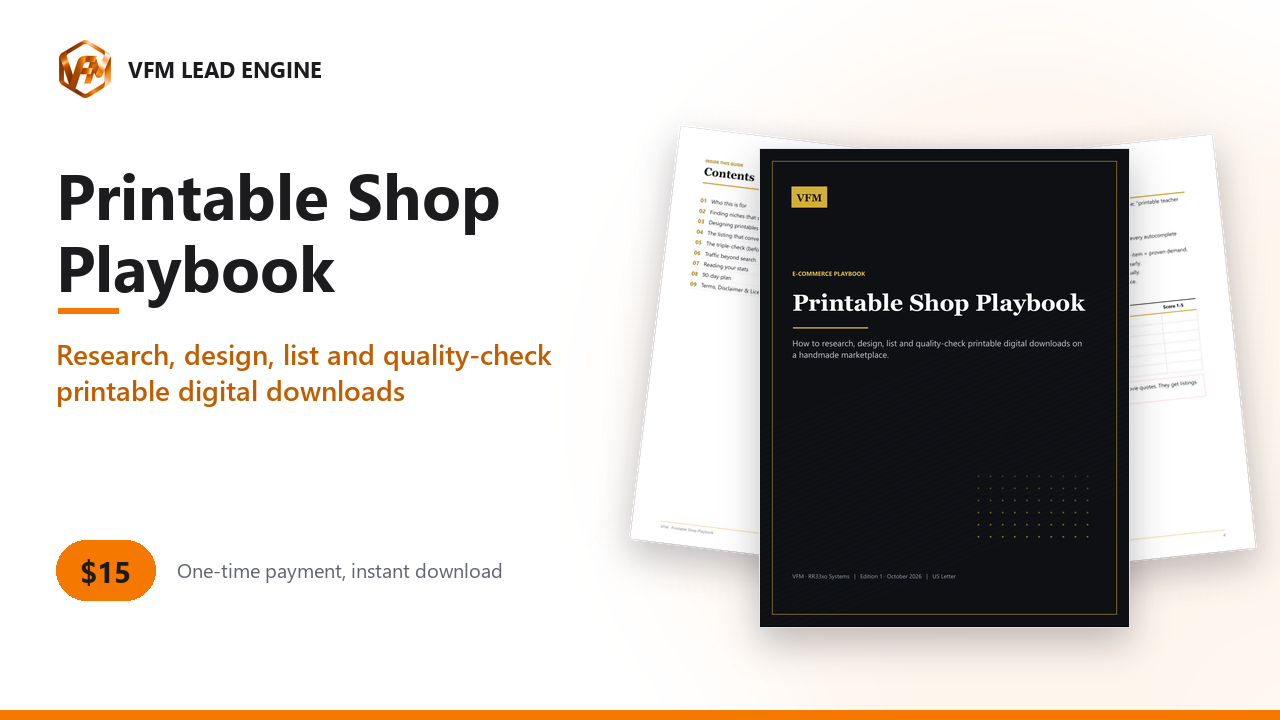 Printable Shop Playbook: Research, Design, List & Triple-Check