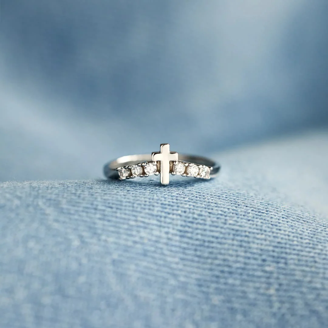 Minimalist Jesus Cross Zirconia Ring