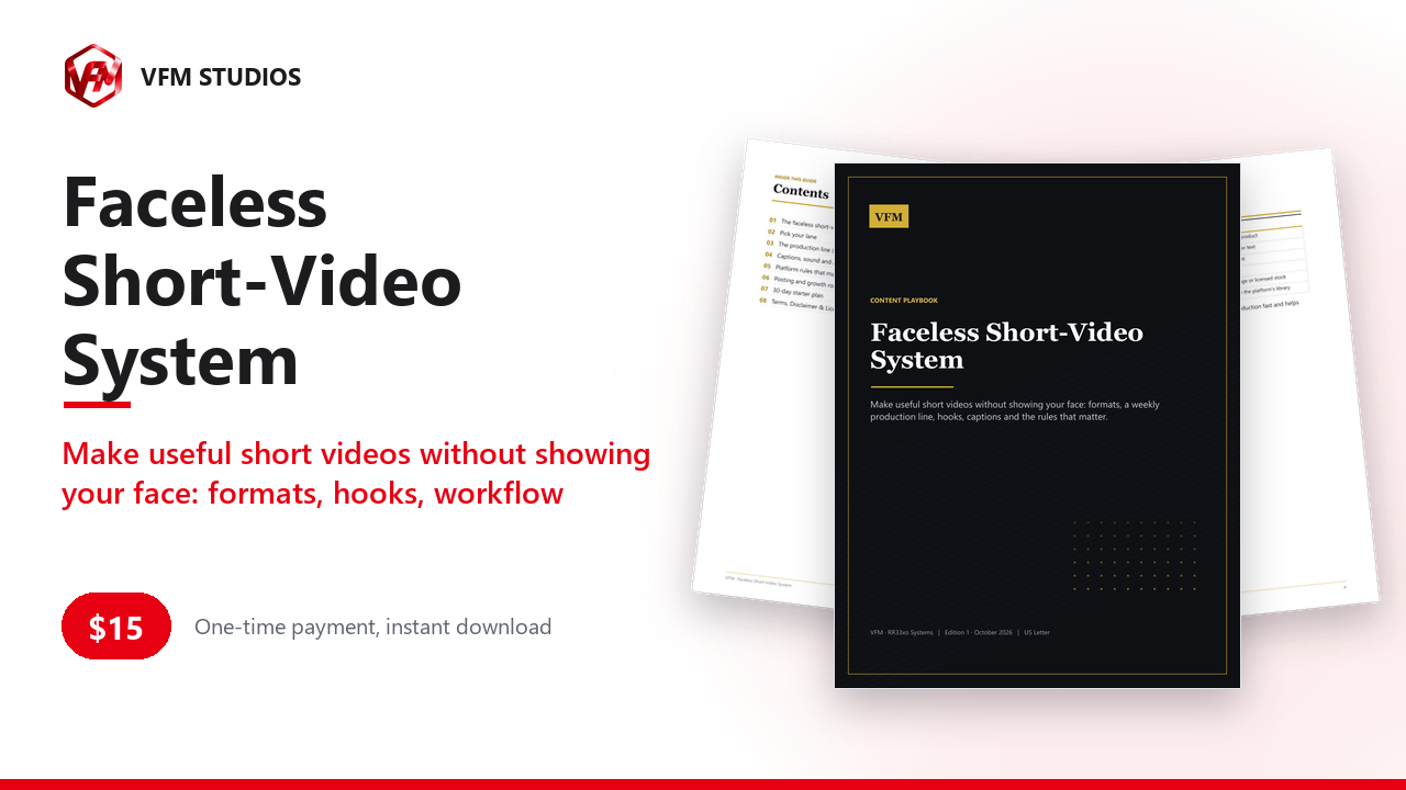 Faceless Short-Video System: Formats, Batch Workflow & Hooks