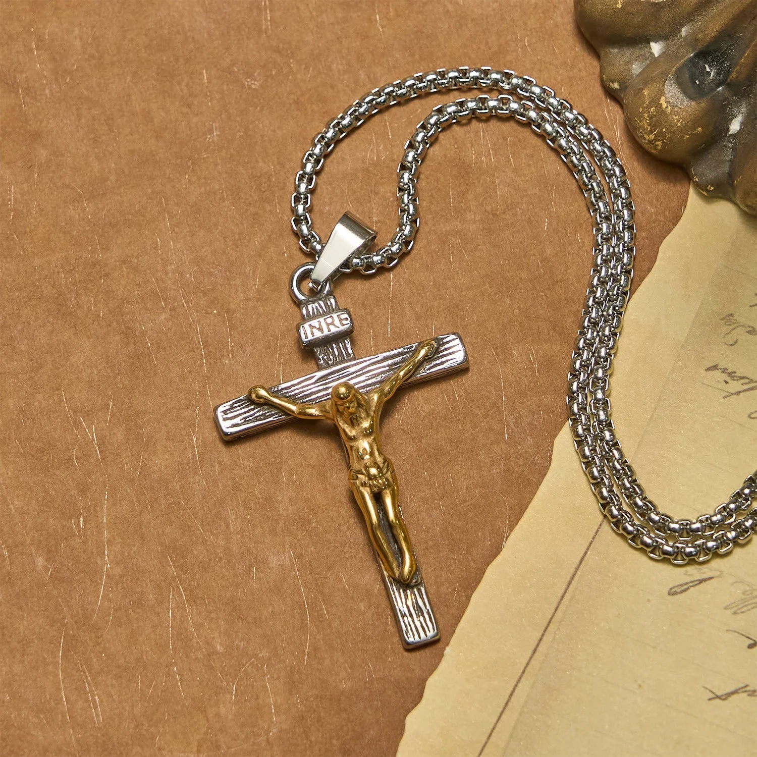 3color Crucifix Pendant Necklace