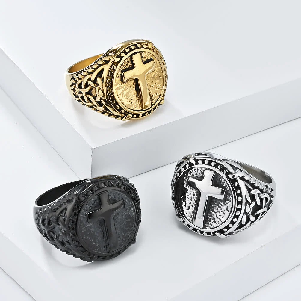 Minimalist Style Cross Divine Faith Heavy Duty Ring