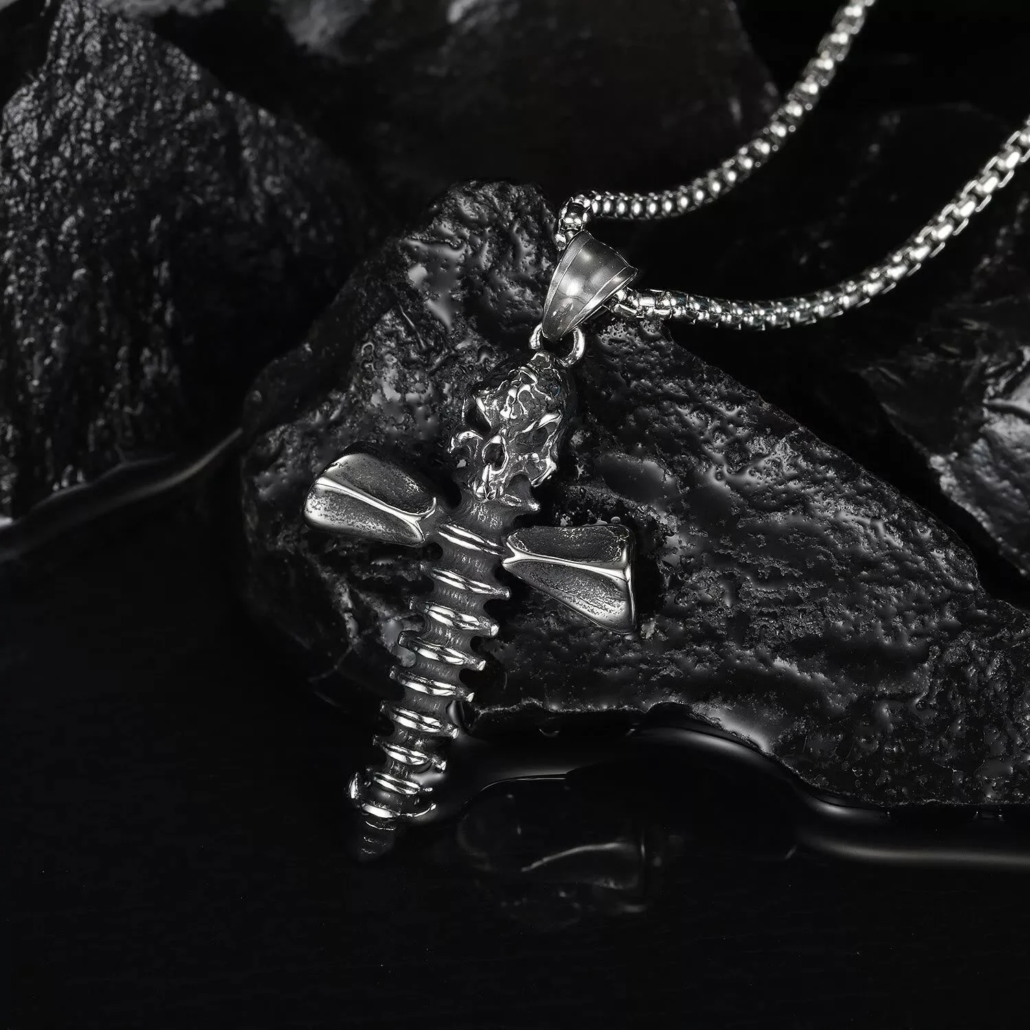 Punk Style Skull Crossbones Pendant Necklace