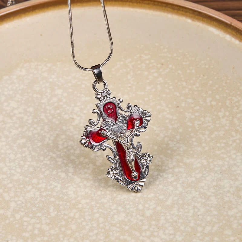 4 Color Classic Style Jesus Cross Faith Crucifix Pendant Necklace