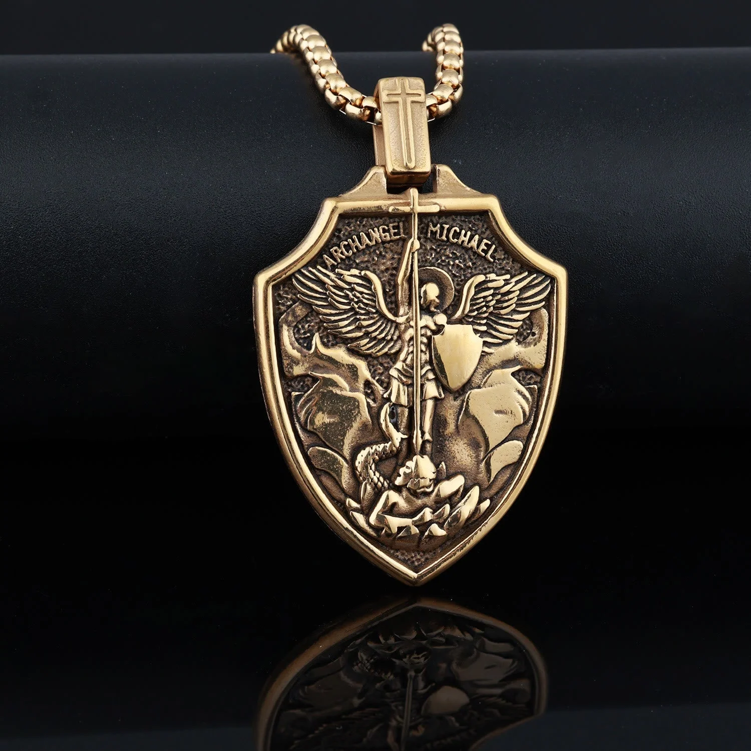 Archangel Michael Shield Pendant Necklace