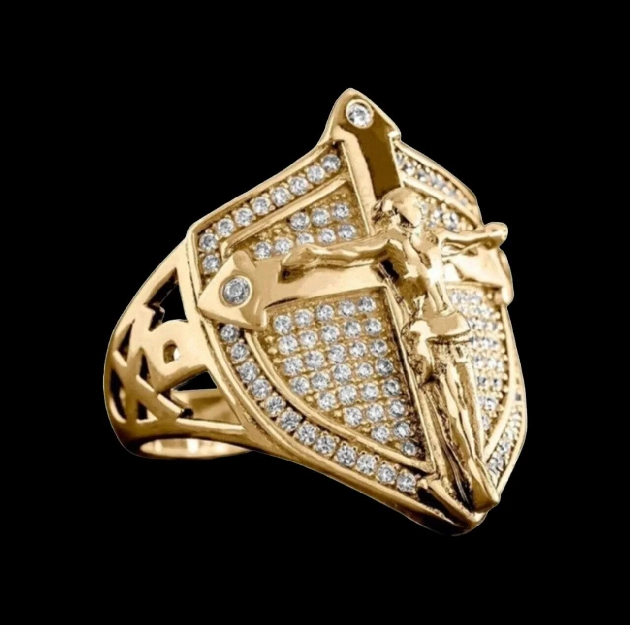 Divine Shield Crucifix Luxurious Ring