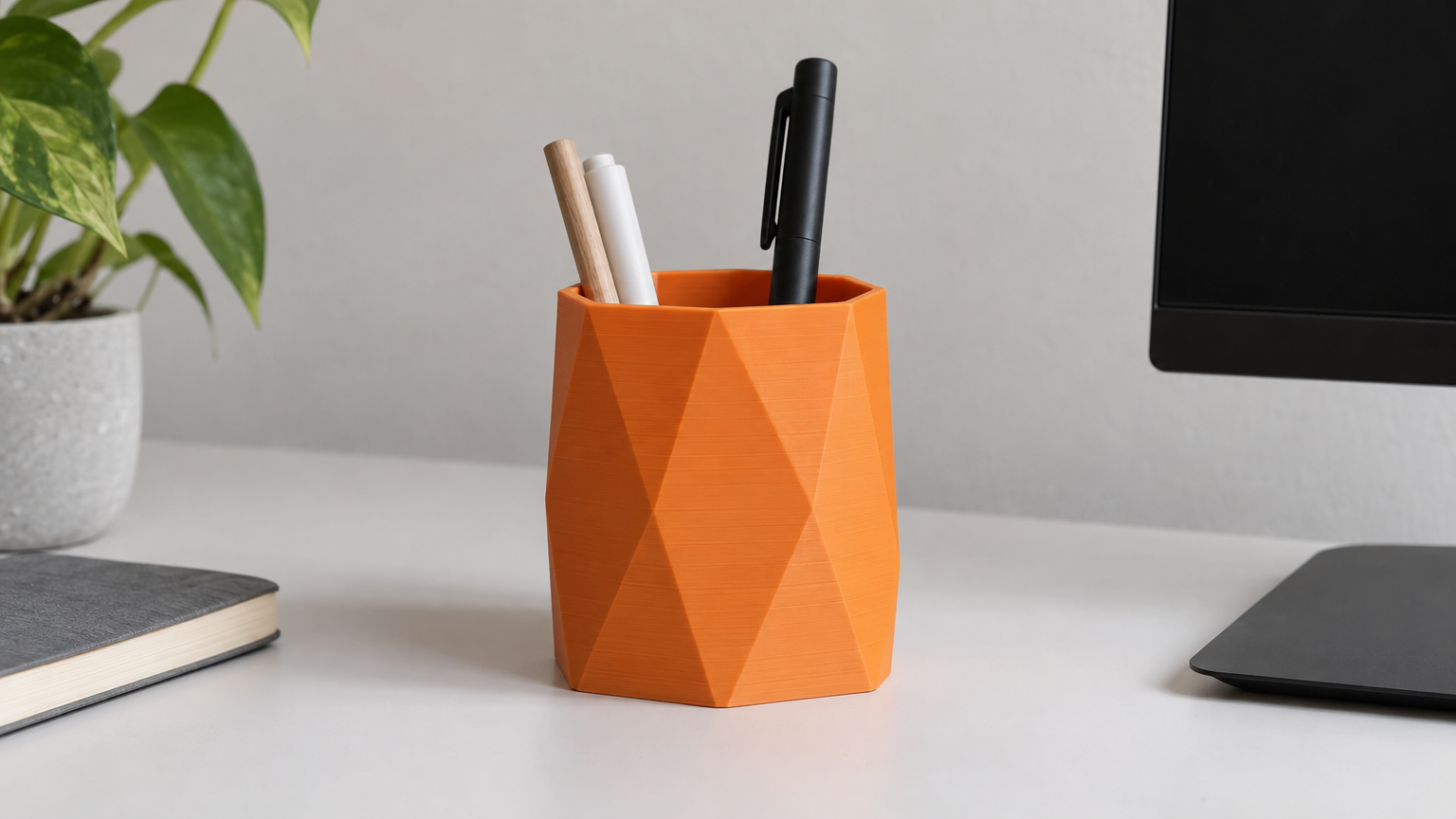 Geometric Pen Cup — Print-Ready STL
