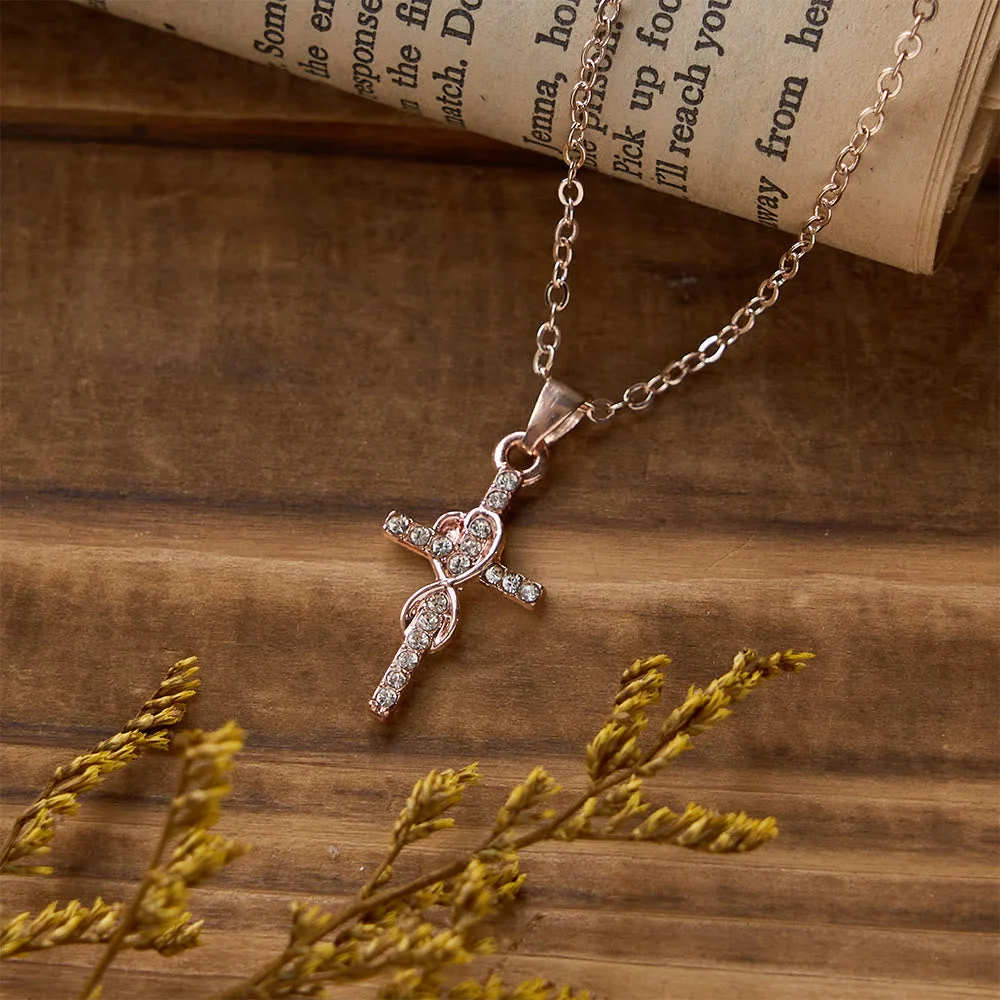 Multicolored Elegant Infinity Heart Cross Pendant Necklace