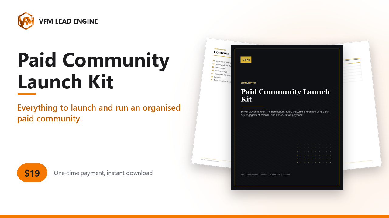 Paid Community Launch Kit: Server Blueprint, Rules & 30-Day Calendar