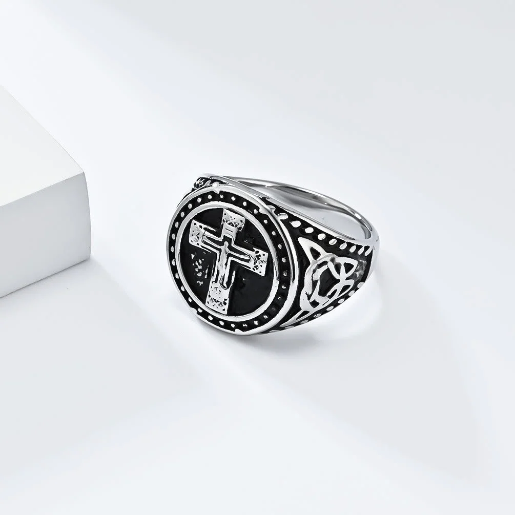 Vintage Style Medieval Crusader Cross Signet Ring
