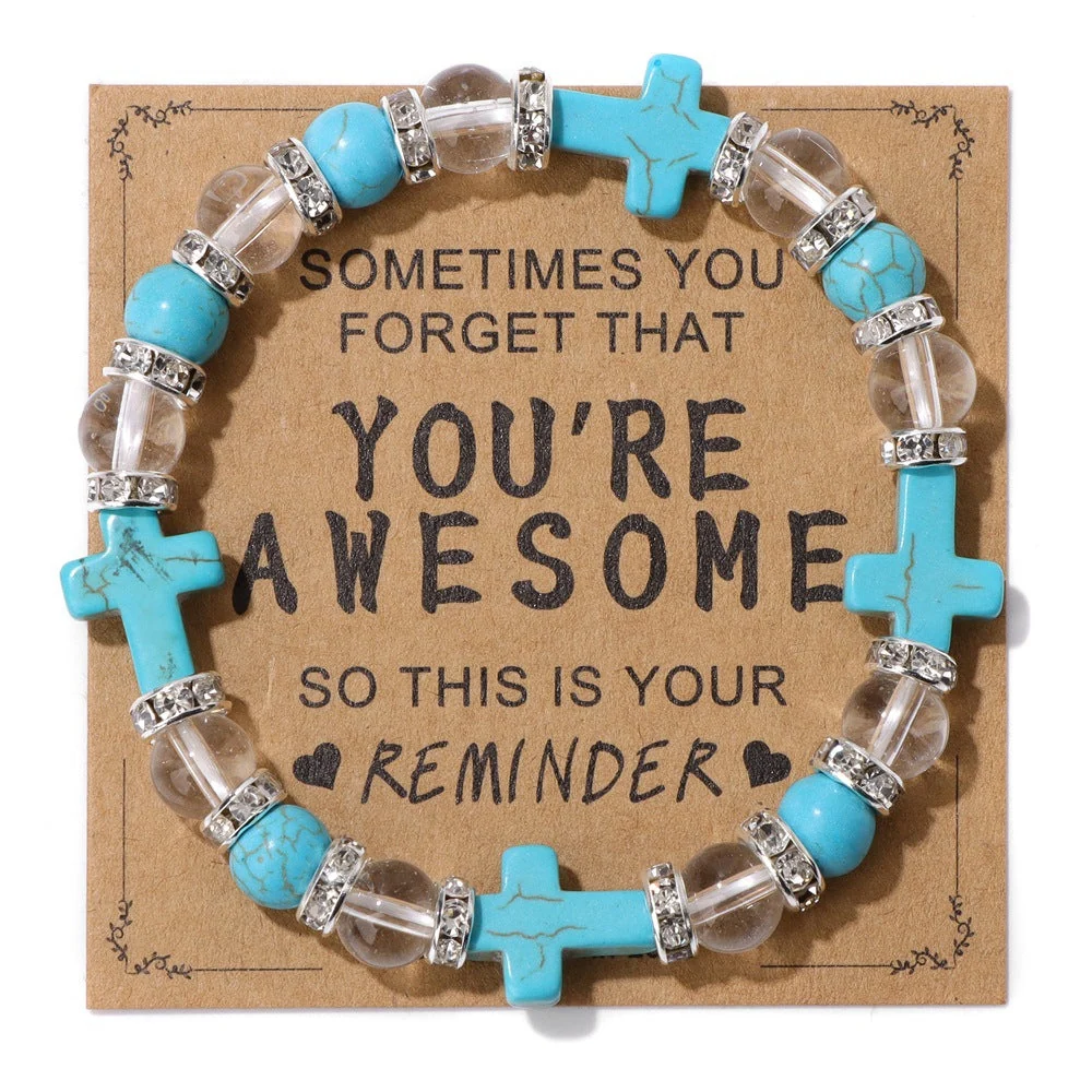 Turquoise Cross Clear Beads Shelter Bracelet