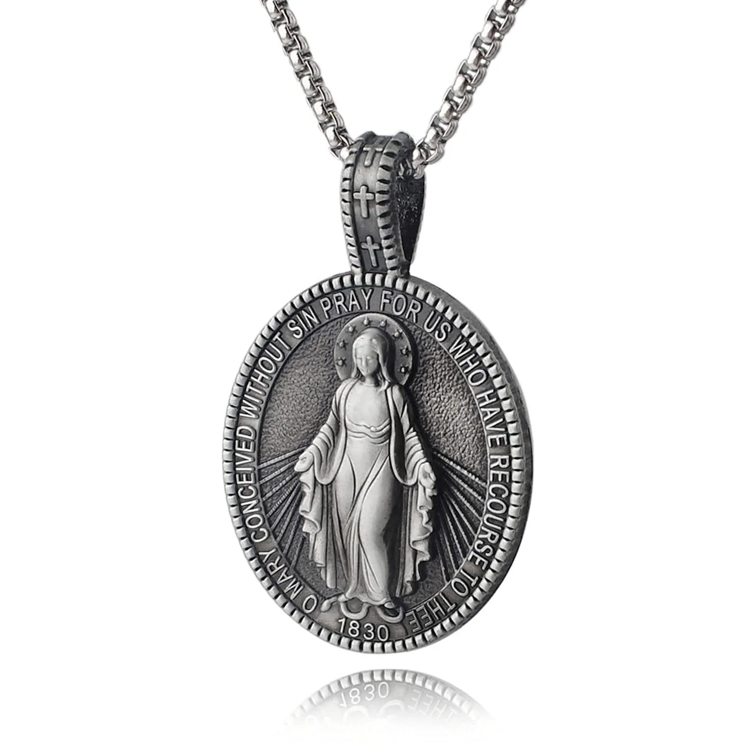 Miraculous Virgin Mary Medallion Pendant Necklace