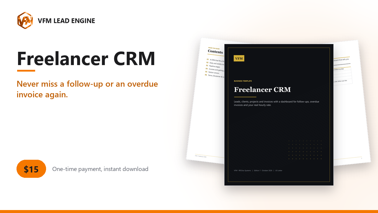 Freelancer CRM: Leads, Clients, Projects & Invoice Tracker