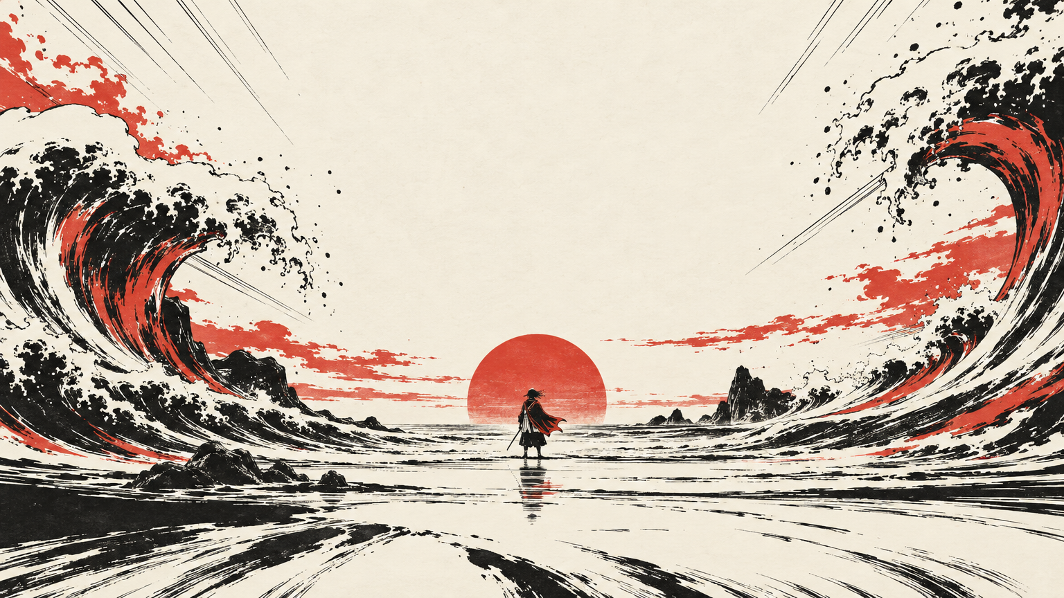 Ink waves and speed lines in manga style
