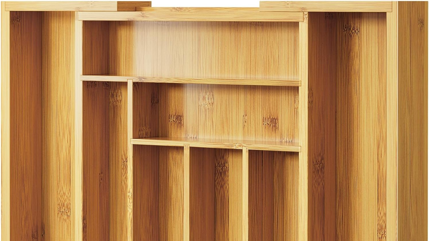Pipishell Bamboo Expandable Silverware Drawer Organizer
