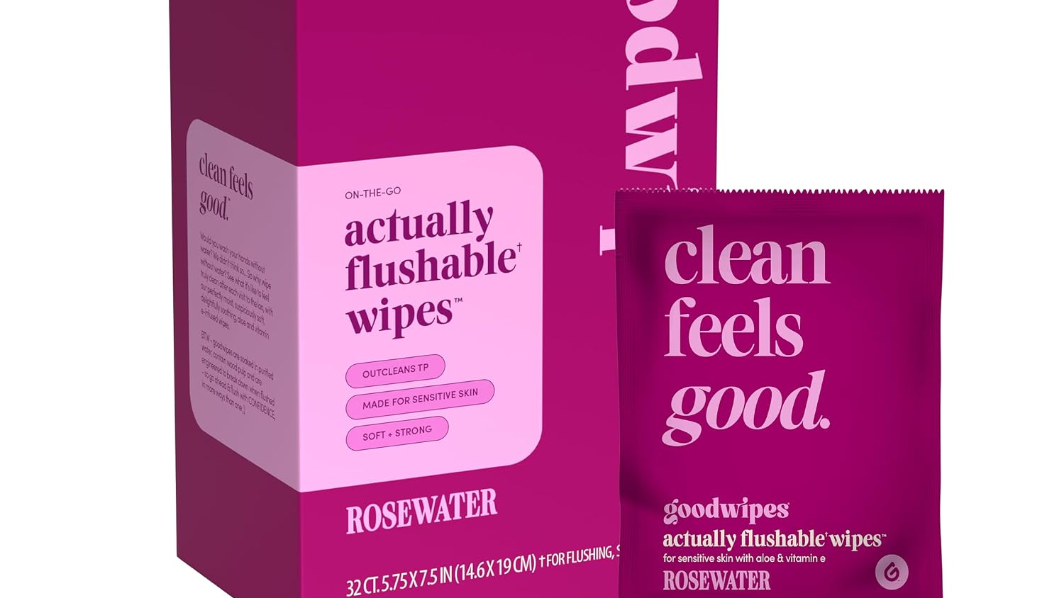 goodwipes Flushable Wipe Singles - Rosewater 32ct