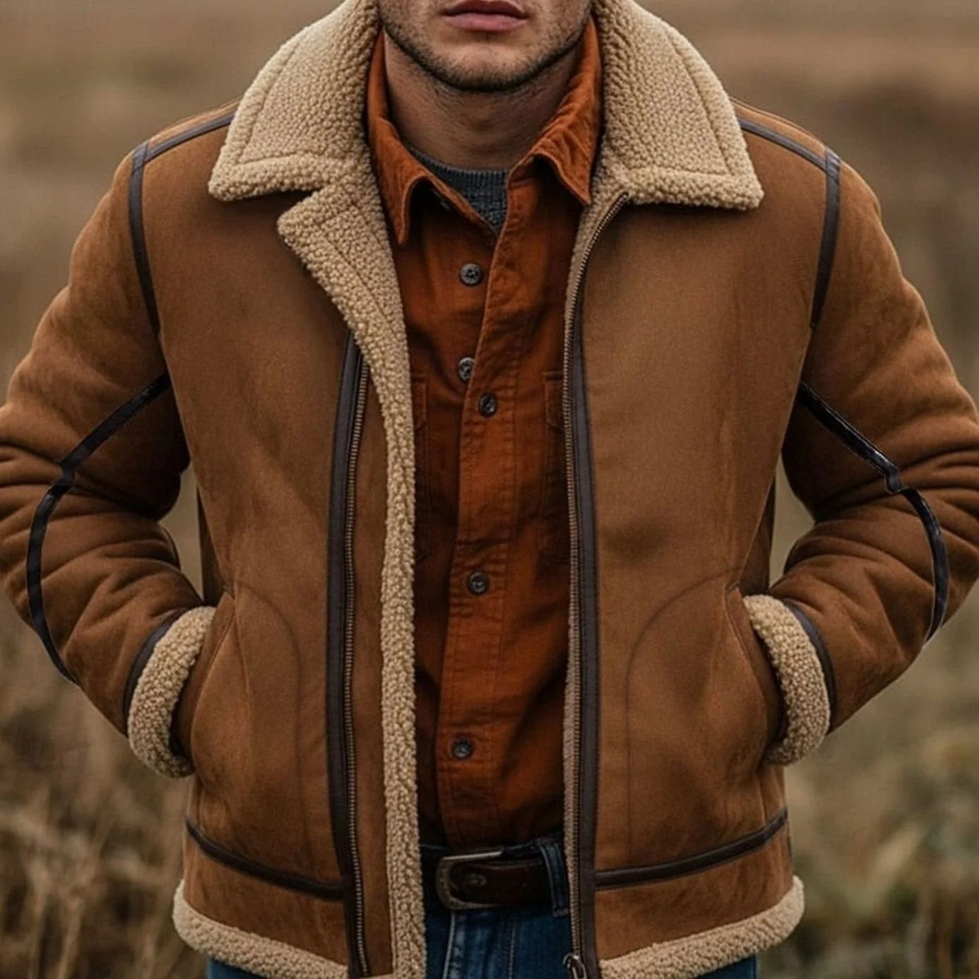 Harwick | Men's Sherpa-Lined Full-Zip Aviator Bomber Jacket