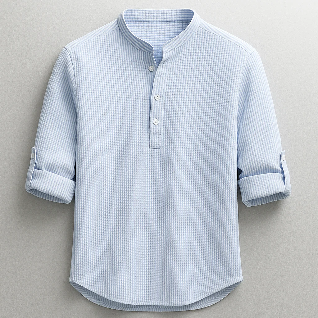 Signature Collection | Men's Shirt with Textured Weave & Rolled Sleeves